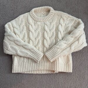 Ozma Esme Cable Crew, Eco Soft Alpaca Cotton in Cream - Size XS/S
